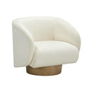 Silla giratoria auxiliar Presley color crema con acabado en terciopelo de alto rendimiento