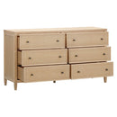 Cómoda Bristol Park de 62 pulgadas, de madera de roble blanqueado y 6 cajones.