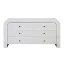 Cómoda arqueada de 6 cajones con joroba de 62"