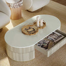 Mesa de centro grande Bella de 52" color crema con almacenamiento