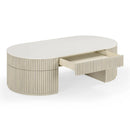 Mesa de centro grande Bella de 52" color crema con almacenamiento