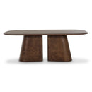 Mesa de comedor ovalada Gladyss de 87" con acabado en madera de raíz