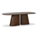 Mesa de comedor ovalada Gladyss de 87" con acabado en madera de raíz